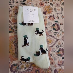 J. Crew Green Trouser Socks with Irish Dog Print